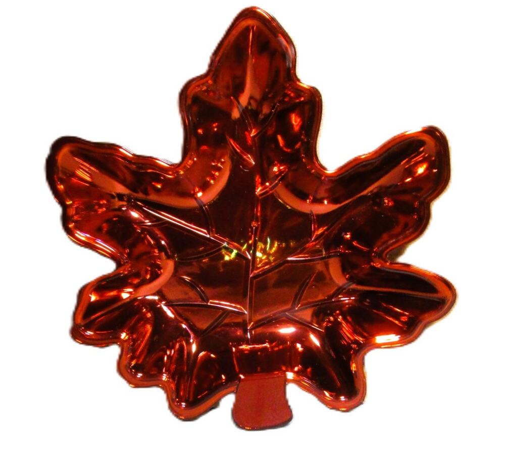 Greenbrier Maple Leaf Serving Tray Gold & Silver Plastic 8x9 inches Fall Decor